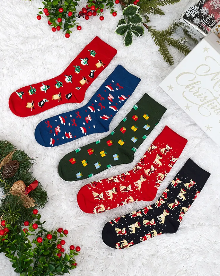 Royalfashion Długie męskie świąteczne skarpety 5/pak