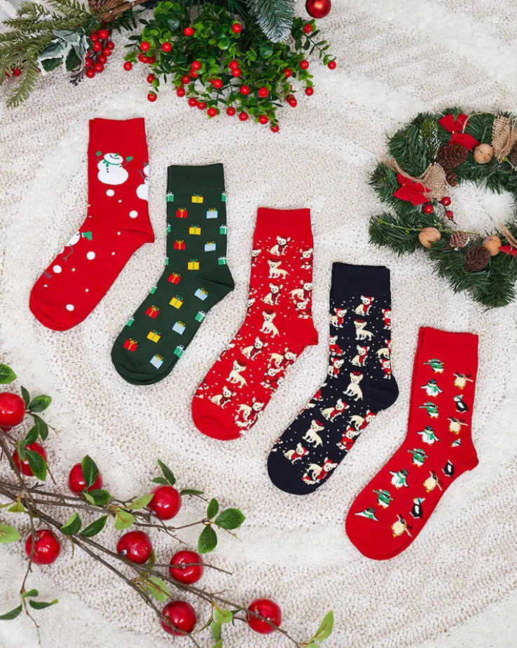 Royalfashion Długie męskie świąteczne skarpety 5/pak