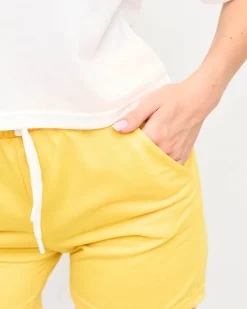 Royalfashion Dwuczęściowy biało - żółty damski komplet sportowy