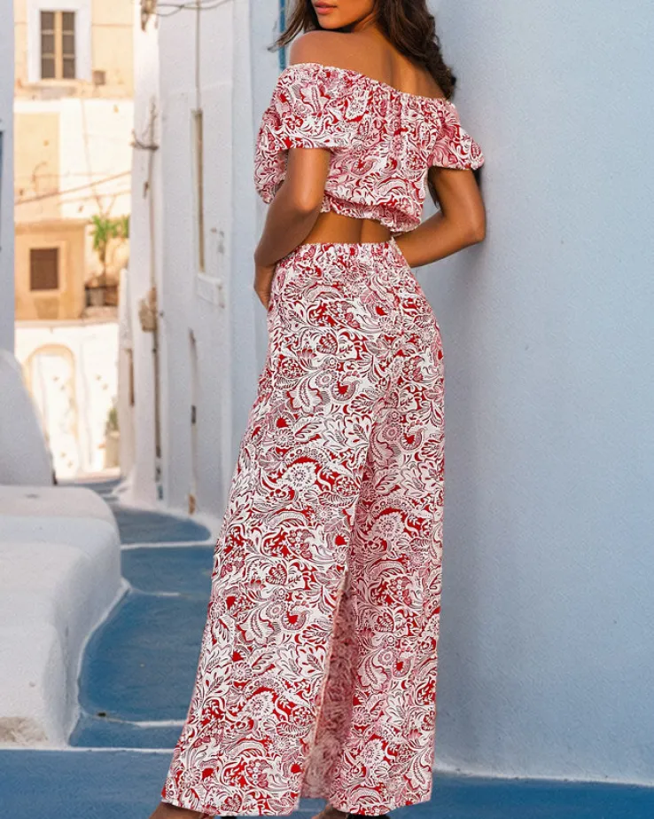 Royalfashion Dwuczęściowy damski komplet z printem