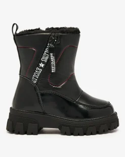 Royalfashion Dziecięce buty a'la śniegowce w kolorze czarnym Sorroda