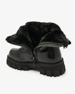 Royalfashion Dziecięce buty a'la śniegowce w kolorze czarnym Sorroda