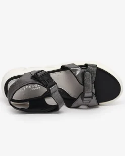 Royalfashion Dziecięce błyszczące sandały w kolorze grafitowym Leepe