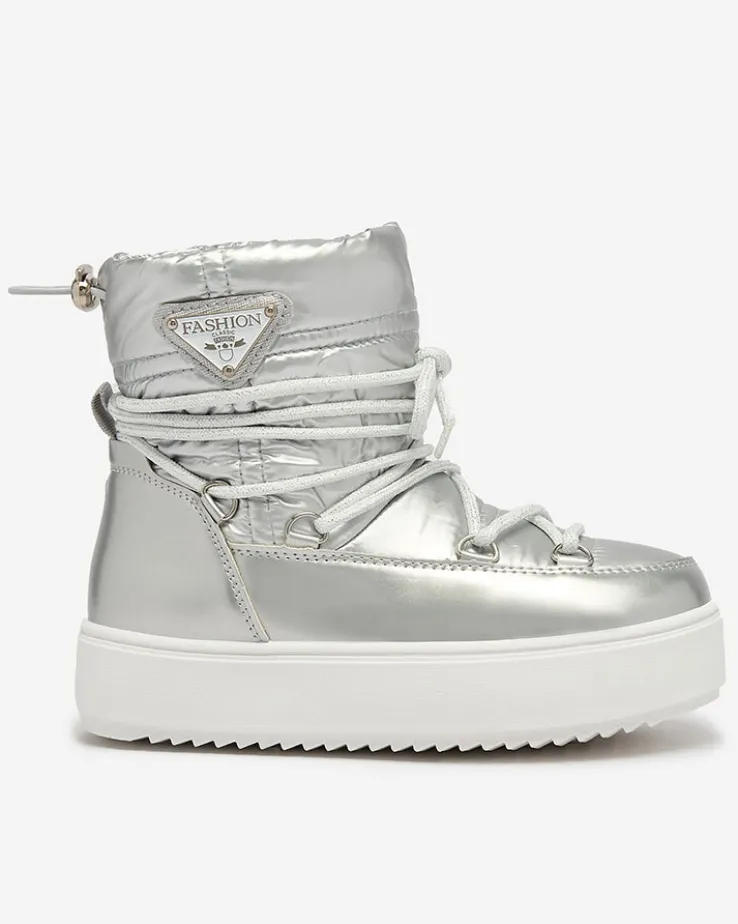 Royalfashion Dziecięce wsuwane buty a'la śniegowce w kolorze srebrnym Asifa