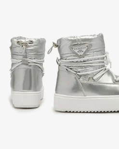 Royalfashion Dziecięce wsuwane buty a'la śniegowce w kolorze srebrnym Asifa