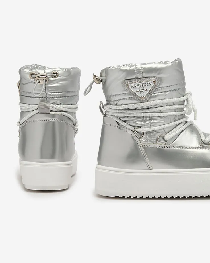 Royalfashion Dziecięce wsuwane buty a'la śniegowce w kolorze srebrnym Asifa