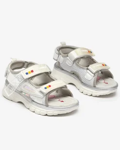 Royalfashion Dziewczęce sandały w kolorze biało- szarym Umaf