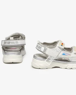 Royalfashion Dziewczęce sandały w kolorze biało- szarym Umaf