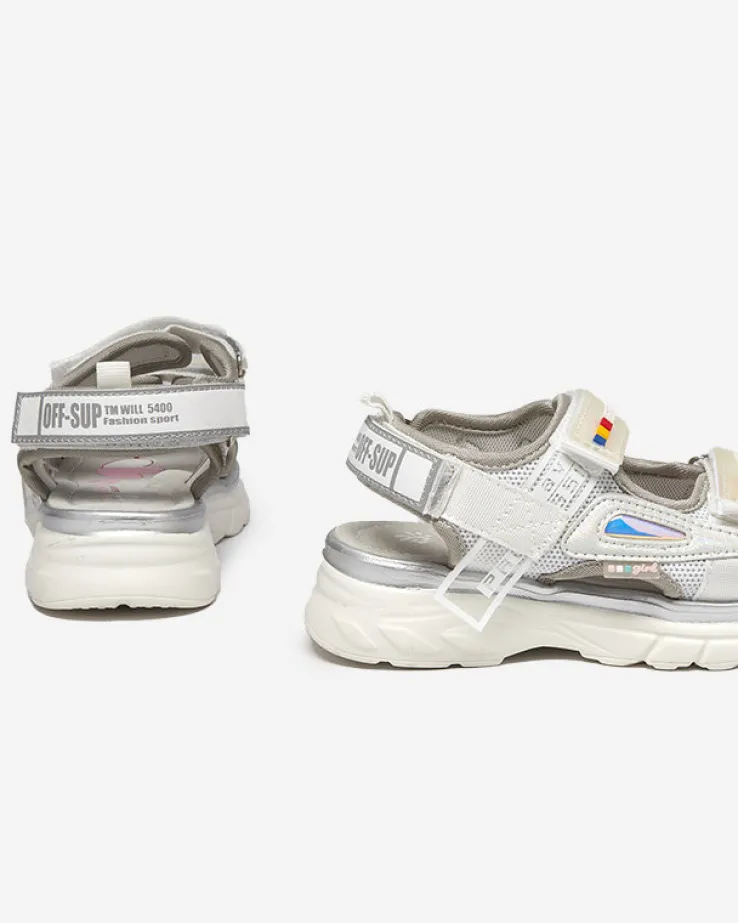 Royalfashion Dziewczęce sandały w kolorze biało- szarym Umaf