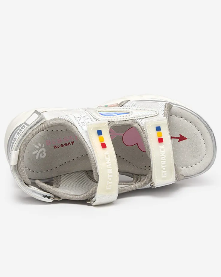 Royalfashion Dziewczęce sandały w kolorze biało- szarym Umaf