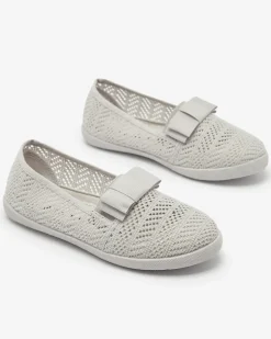 Royalfashion Dziewczęce tenisówki z kokardką w jasnoszarym kolorze Lolisa