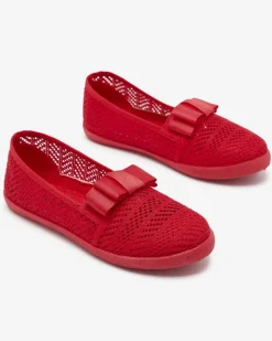 Royalfashion Dziewczęce tenisówki z kokardką w czerwonym kolorze Lolisa