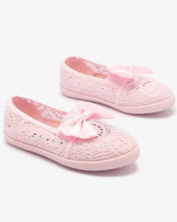 Royalfashion Dziewczęce tenisówki z kokardką w jasnoróżowym kolorze Lolisa