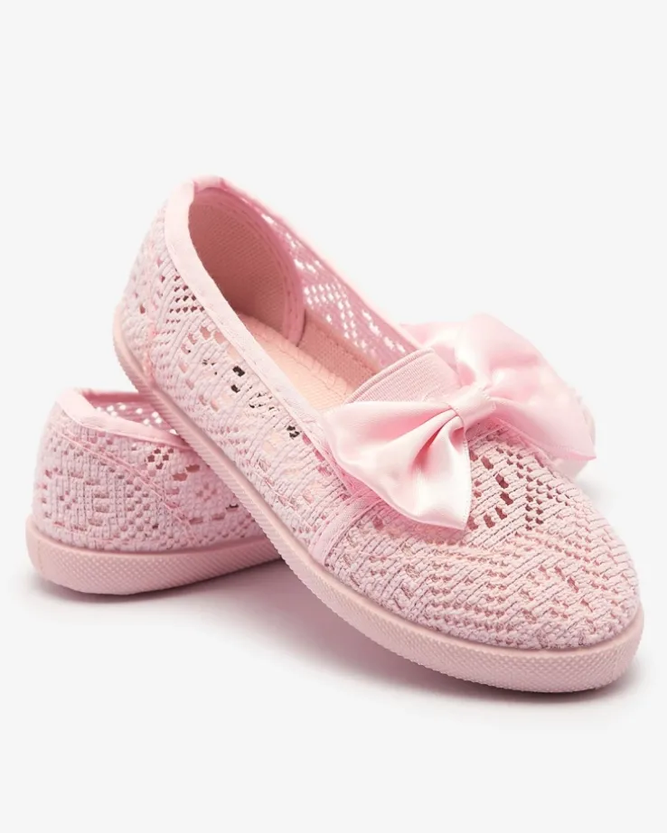 Royalfashion Dziewczęce tenisówki z kokardką w jasnoróżowym kolorze Lolisa