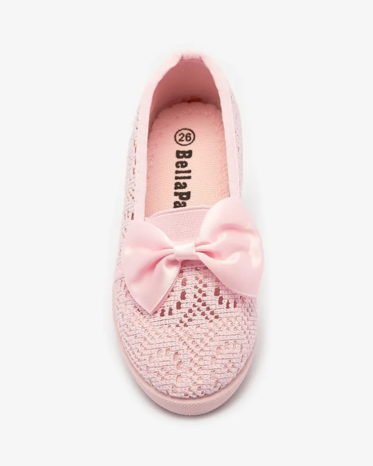 Royalfashion Dziewczęce tenisówki z kokardką w jasnoróżowym kolorze Lolisa