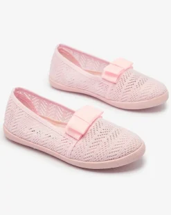 Royalfashion Dziewczęce tenisówki z kokardką w jasnoróżowym kolorze Lolisa