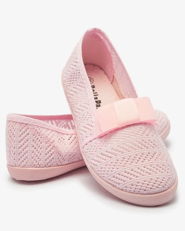 Royalfashion Dziewczęce tenisówki z kokardką w jasnoróżowym kolorze Lolisa