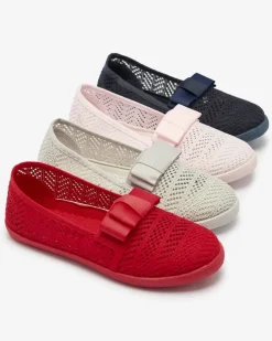 Royalfashion Dziewczęce tenisówki z kokardką w jasnoróżowym kolorze Lolisa