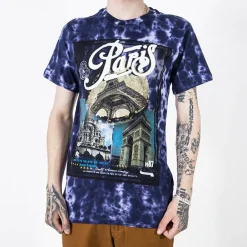 Royalfashion Fioletowa bawełniana koszulka męska z printem