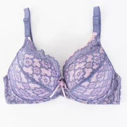 Royalfashion Fioletowo-różowy biustonosz z koronką