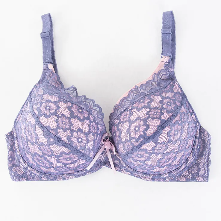 Royalfashion Fioletowo-różowy biustonosz z koronką