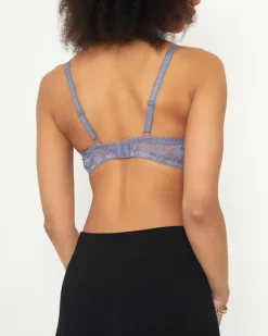 Royalfashion Fioletowy biustonosz damski z koronką