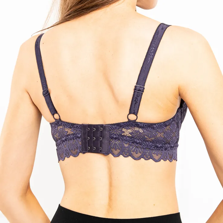 Royalfashion Fioletowy damski biustonosz koronkowy