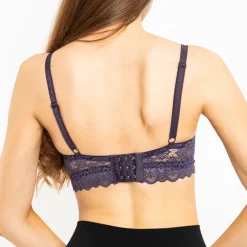 Royalfashion Fioletowy usztywniany biustonosz z koronką i paskami