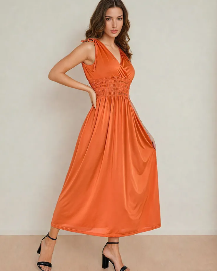 Royalfashion Gładka damska sukienka midi