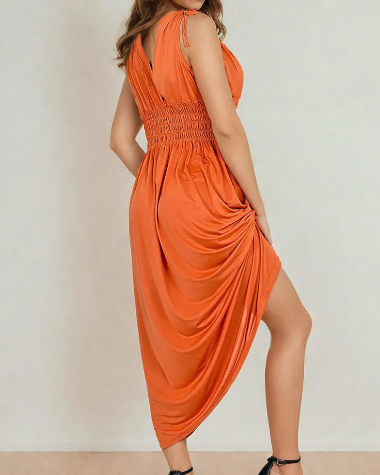 Royalfashion Gładka damska sukienka midi