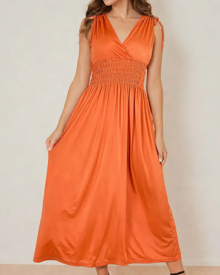 Royalfashion Gładka damska sukienka midi