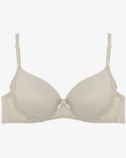 Royalfashion Gładki damski biustonosz z koronką w szarym kolorze