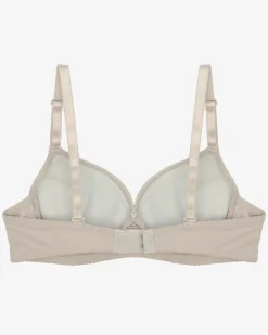 Royalfashion Gładki damski biustonosz z koronką w szarym kolorze