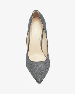 Royalfashion Grafitowe holograficzne damskie czółenka na szpilce Soddo