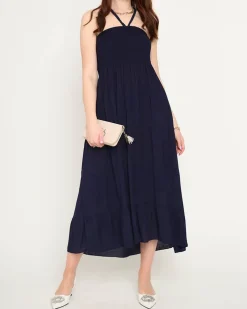 Royalfashion Granatowa sukienka midi PLUS SIZE