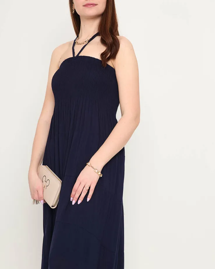 Royalfashion Granatowa sukienka midi PLUS SIZE