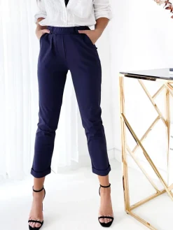 Royalfashion Granatowe damskie spodnie typu tregginsy