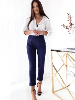 Royalfashion Granatowe damskie spodnie typu tregginsy