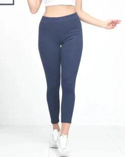 Royalfashion Granatowe legginsy damskie z ociepleniem