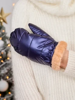 Royalfashion Granatowe rękawiczki damskie