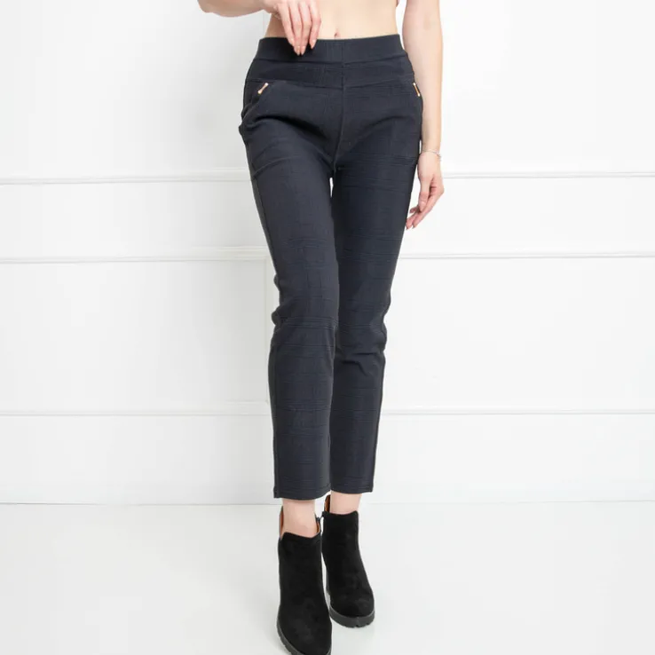 Royalfashion Granatowe tregginsy damskie w kratę PLUS SIZE