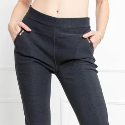 Royalfashion Granatowe tregginsy damskie w kratę PLUS SIZE