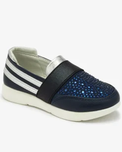 Royalfashion Granatowo - czarne dziecięce tenisówki slip - on Ciarala