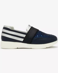 Royalfashion Granatowo - czarne dziecięce tenisówki slip - on Ciarala