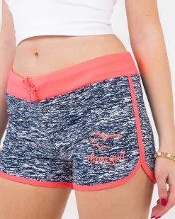 Royalfashion Granatowo-fuksjowe neonowe damskie sportowe krótkie spodenki