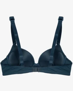 Royalfashion Granatowy gładki biustonosz push-up ze zdobionymi ramiączkami