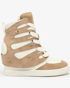 Royalfashion Jasnobrązowe damskie sportowe botki na koturnie Pamstinsa