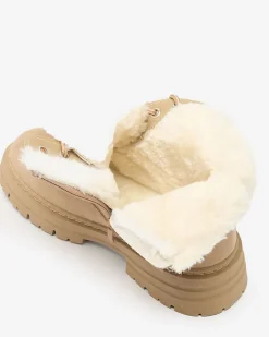 Royalfashion Jasnobrązowe damskie ocieplane botki typu trapery Radoras