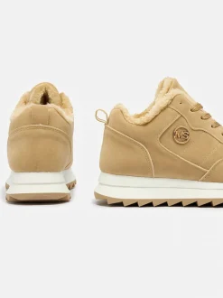 Royalfashion Jasnobrązowe buty sportowe damskie z ociepleniem Lahho