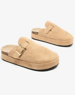 Royalfashion Kapcie damskie z kożuszkiem i klamrą Kajis